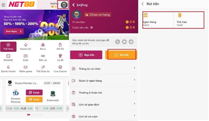 Hướng dẫn chi tiết cách rút tiền NET88 cho máy tính